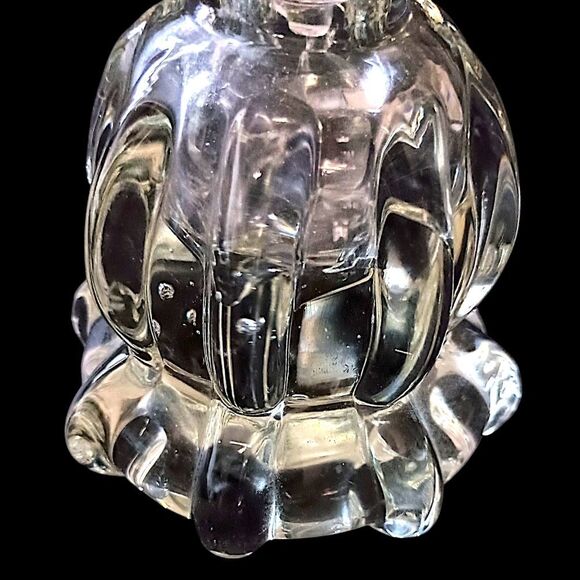 Art Deco Perfume Bottle Heavy Pressed Glass Fan Shaped Stopper Victorian FLAW - Picture 6 of 16